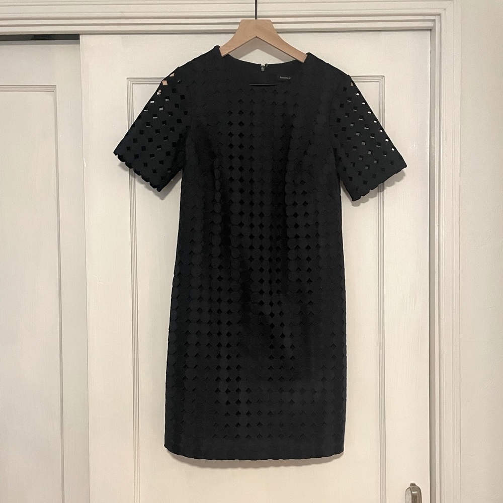 Navy Eyelet Shift Dress